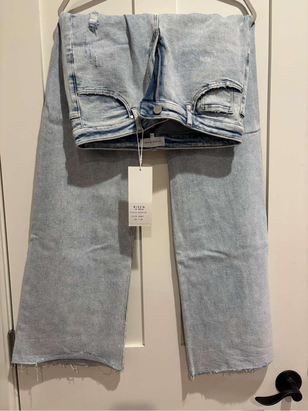 Risen Light Wash Wide Leg Jeans - Light Blue